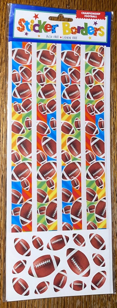 Amscan Sticker Borders Champion Football Ball Repeats Sports Defense Field Goal