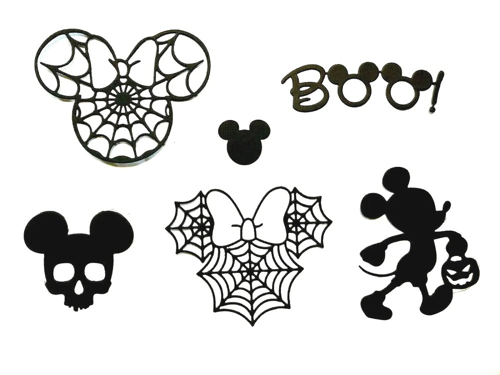 DISNEY HALLOWEEN MICKEY & MINNIE MOUSE, SPIDER, SKULLS, + (BLK, ORANGE, PURPL)