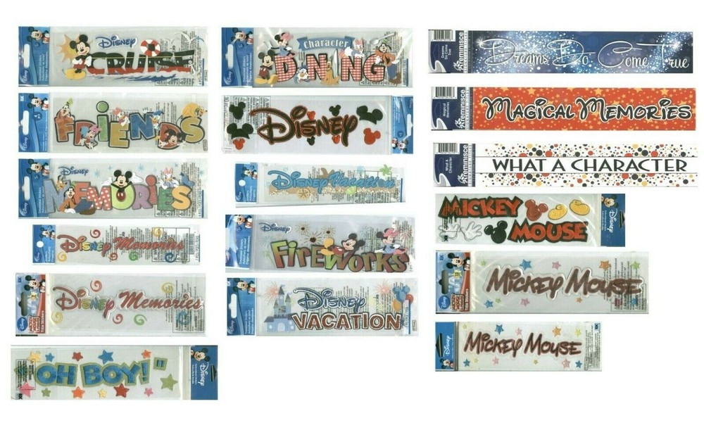 DISNEY Title Stickers PICK Mickey Vacation Cruise Friends Memories Dine Firework
