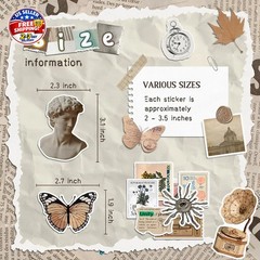 300 Pcs Vintage Stickers, Junk Journal Supplies, Cute Stickers for Journaling Su
