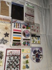Scrapbooking Craft Lot Of Embellishments NEW Stickers, Brads, Misc Mixed Lot