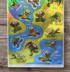 Vintage Trend Enterprises Stickers Foil Bright Funny Frogs 2 Sheets Brand NEW