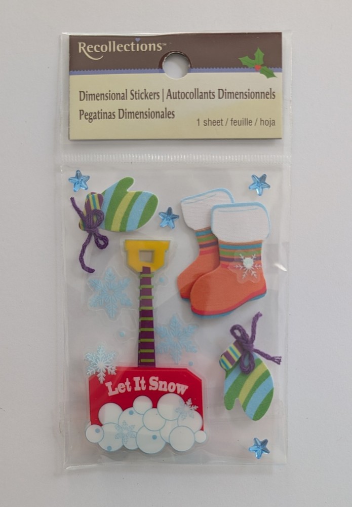 Winter Let It Snow Shovel Boots Mittens Scrapbooking Stickers by Recollections