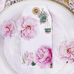 13pcs Pink Floral Paper Card Cutout Cardstock Vintage Junk Journal Ephemera