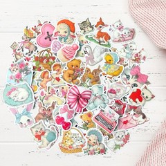 Cute Vintage Coquette Waterproof Vinyl Sticker pack of 30 Random, Girly Pink