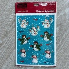 Vintage Snowman Stickers Pack of 4 Sheets Heartline Hallmark Sealed