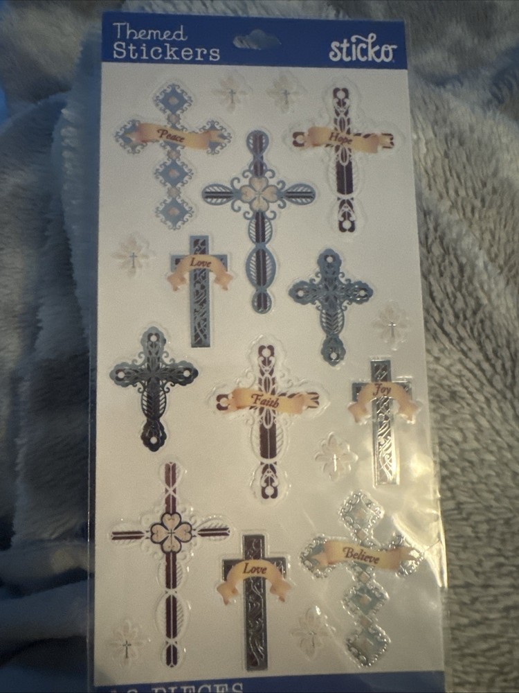 Sticko – Themed Stickers – Inspirational Words & Crosses – 18 Pieces
