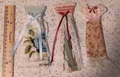 Lot Of 3 Handmade Dresses For Junk Journals scrapbooks shadow boxes Ornaments
