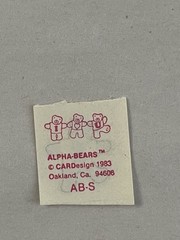 Vintage Toots Alpha Bear Stickers Cardesign A-Z Letter S Teddy Bear 1983 80s
