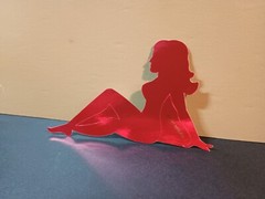 Vintage Stickers MUD FLAP GIRL Glossy Foil Vending Sticker VTG PVI Red 01
