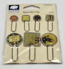 Cloud9 Design «Christmas Is…» 7 Piece Epoxy Paperclips – New/Sun Stained