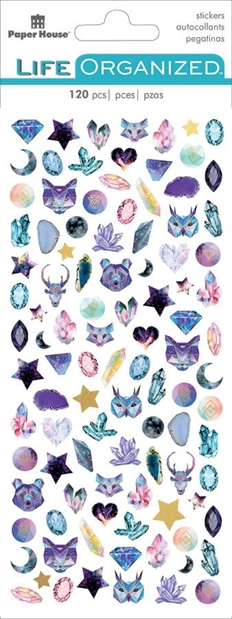 Scrapbooking Stickers Crafts PH Micro Mini Stargazer Stars Gems Bear Wolf Purple