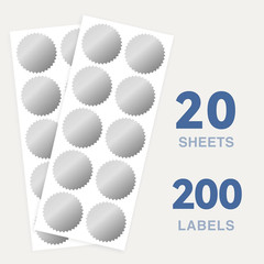 2 inch Round Silver Foil Stickers for Embossing 200 Pcs Blank Self Adhesive No