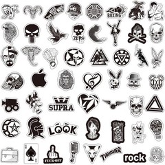50Pcs Funny Punk Stickers | Black & White DIY Waterproof Decals | Series 01