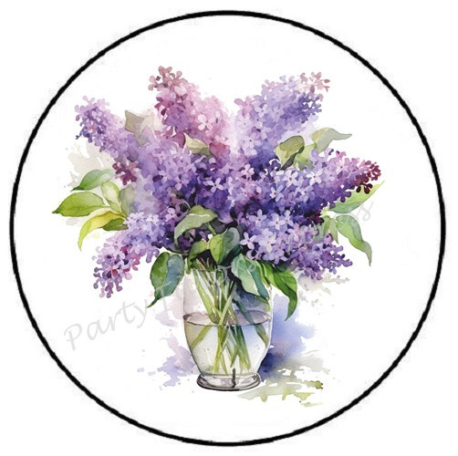 LILAC FLOWERS ENVELOPE SEALS LABELS STICKERS PARTY FAVORS