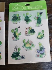 Vtg Hallmark Smiling Happy Turtle Stickers Rub On Transfers 1981 1982 4 Sheets