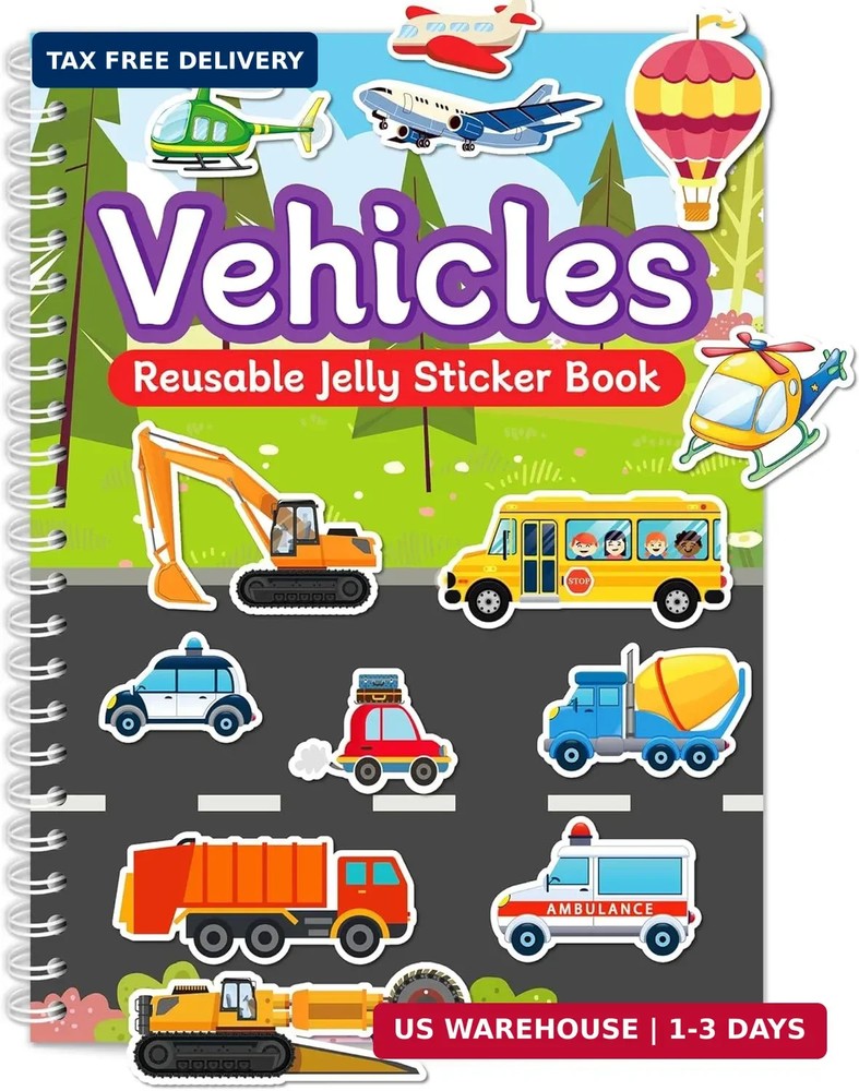 Zartores Reusable Sticker Book for Toddlers, Jelly Stickers for Kids, Waterproof