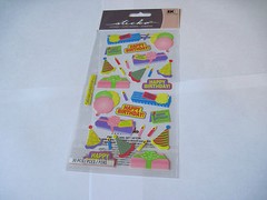 Scrapbooking Stickers Sticko Happy Birthday Bash Presents Mylar Balloons Candles