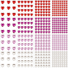 516-Piece Heart Rhinestone Sticker Kit for Crafts and Jewelry