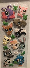 Bulk Lot 4 Kawaii Baby Animals Littlest Pet Shop Puffy Glitter Stickers Sheet