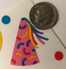 PARTY HATS Stickers(10pc)Mrs.Grossman’s •Birthday•Confetti•Dot•Clown•Celebration