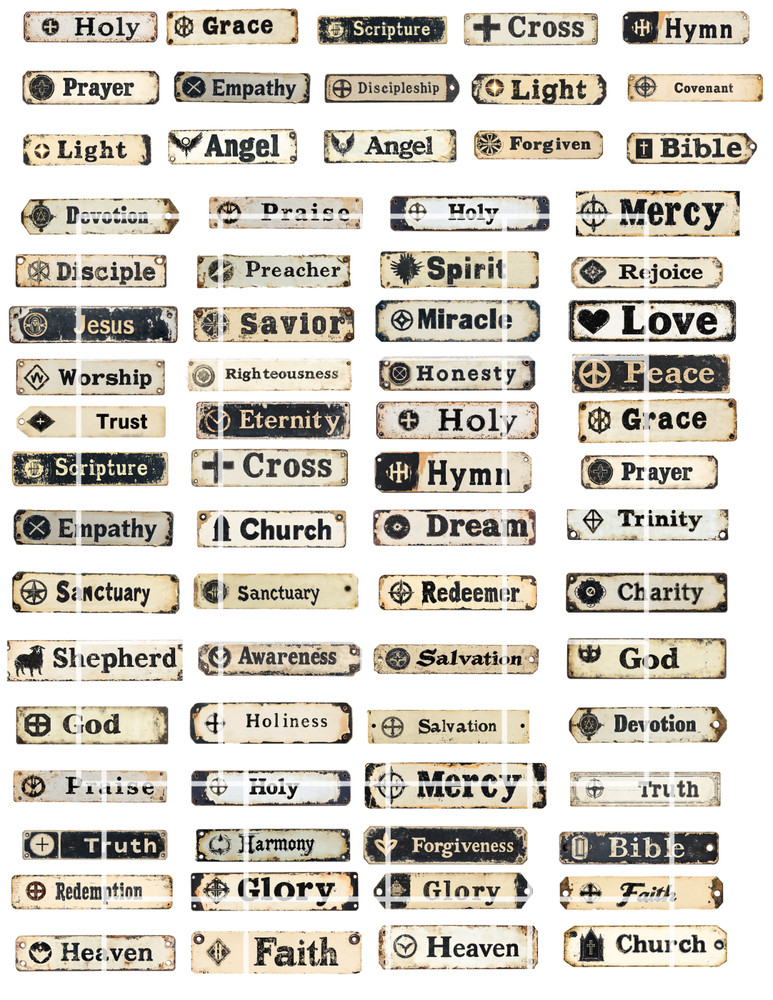 Bible Words Collage Sheet Supplies Scrapbook Junk Journal Card Toppers