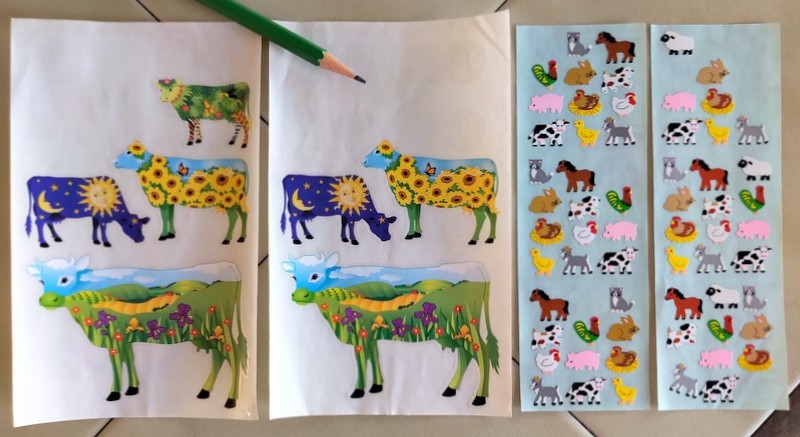 Lot (Incomplete Sheets) Vintage SANDYLION Farm Animals / Celestial Cows Stickers