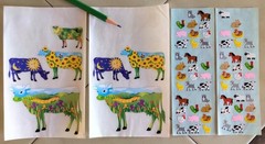 Lot (Incomplete Sheets) Vintage SANDYLION Farm Animals / Celestial Cows Stickers