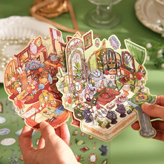 4 Sets Large 3D Scene Stickers for Miniature Room – Oil Painting Style