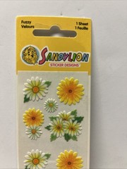 Vintage Sandylion FUZZY Flowers Yellow White Daisy Scrapbook Sticker Sealed Pack