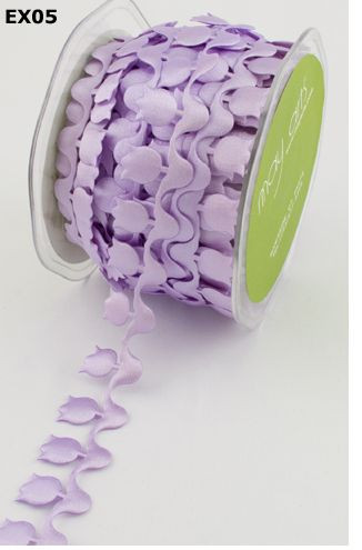 Satin Cutouts Ribbon – May Arts – EX05 – Purple Tulips – 15 Yards