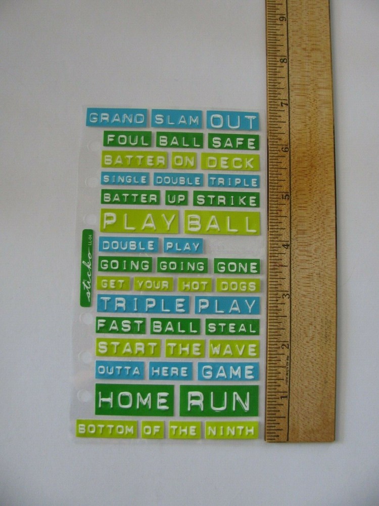 Sticko Stickers BASEBALL Label Lingo Words & Phrases 1 Sheet