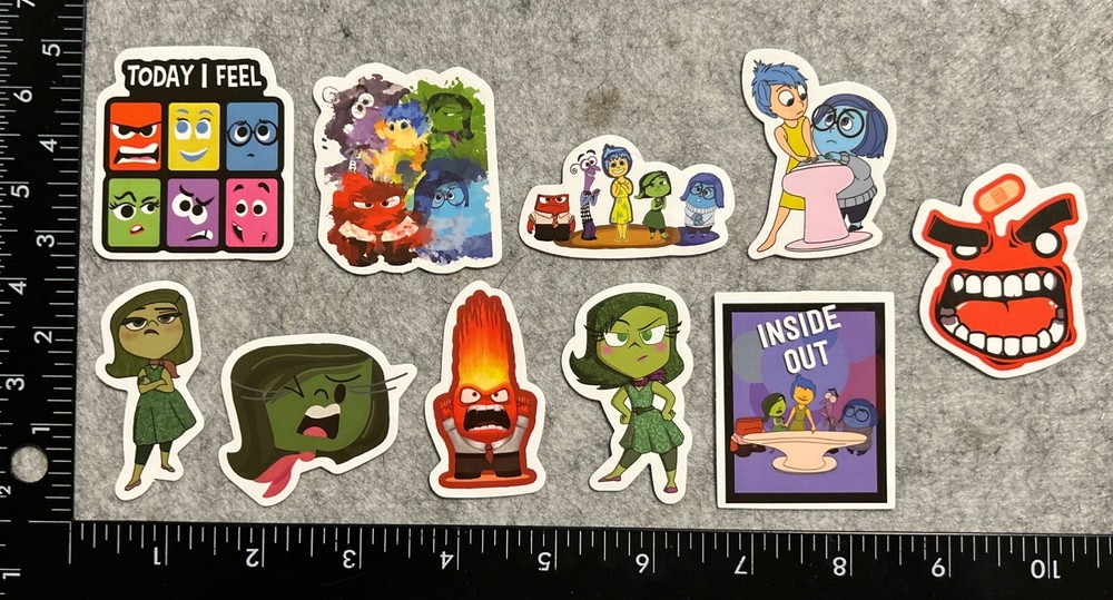 Lot of 10 Assorted Inside Out Disney Pixar Animated Cartoon Stickers