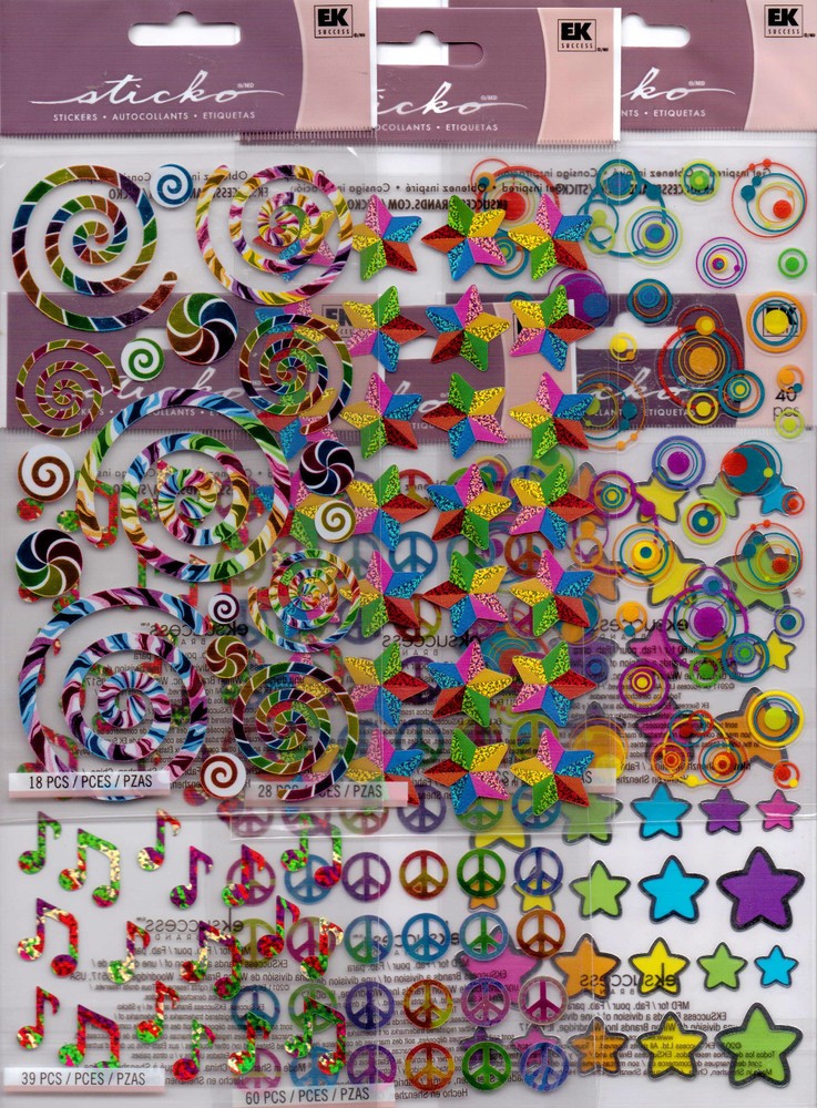 Sticko SHAPE~stars, peace stickers~Adorable! U PICK! Quick Ship!