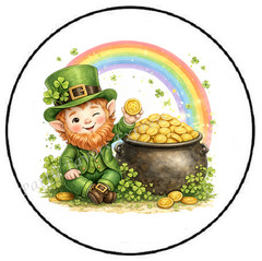 LEPRECHAUN ST PATRICKS DAY RAINBOW ENVELOPE SEALS LABELS STICKERS PARTY FAVORS