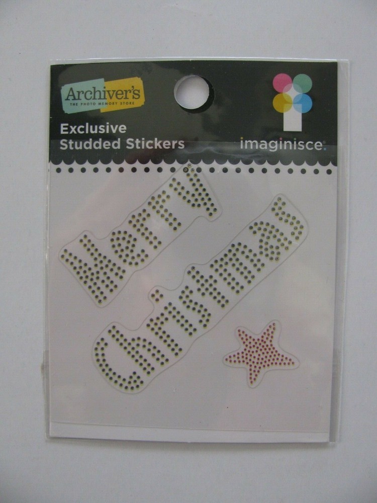 Imaginisce Studded Stickers MERRY CHRISTMAS NIP
