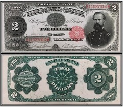 $2 Two Dollar 1891 Treasury Note (US CURRENCY STICKERS) (Lot Of 4)