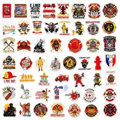 50pc FIREFIGHTER STICKERS, GREAT SET, Laptop-Water Bottle-Phone-Car-Truck-Etc.