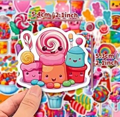 75 Piece Small Candy Lollipop, Cucumber, And Pineapple Stickers