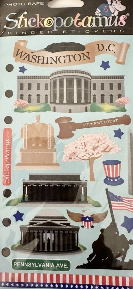 Stickopotamus Washington DC Monuments Binder Stickers Arts Crafts Scrapbooking