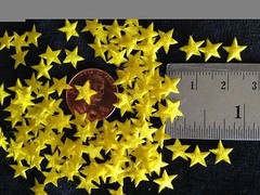 100 Yellow Fabric Stars Tiny Paper Piecing Baby Shower Craft babies scrapbooking
