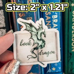 Green Book Dragon Watercolor Sticker – Fantasy & Mythical Vinyl Decal