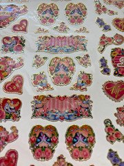 Love Heart Scrapbook Stickers Sheet Foil Golden Outline