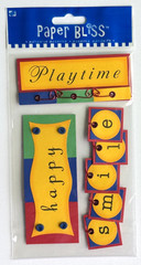 PAPER BLISS Primary Signs Playtime Happy Smile 3-d Embellishments Banners