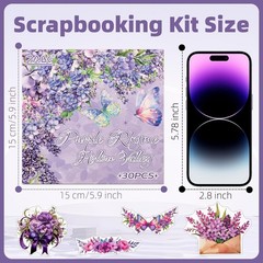 Purple Garden Scene Theme Sticker Scrapbooking Supplies for Junk Journal, 30 …
