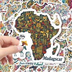 25Pcs Random Aesthetic Graffiti World Travel Map Waterproof Vinyl Stickers