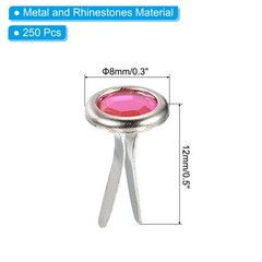 250 x Paper Fasteners Mini Metal Rhinestone Fastener Pink 0.5″x0.3″
