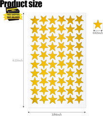 600 Pcs Foil Gold Star Stickers, 0.6 Inch Reward Stickers 10 Sheets, Small Holog