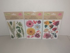Crafters Square Magic On Lot Of 3 (30) Stickers Flowers & Ferns