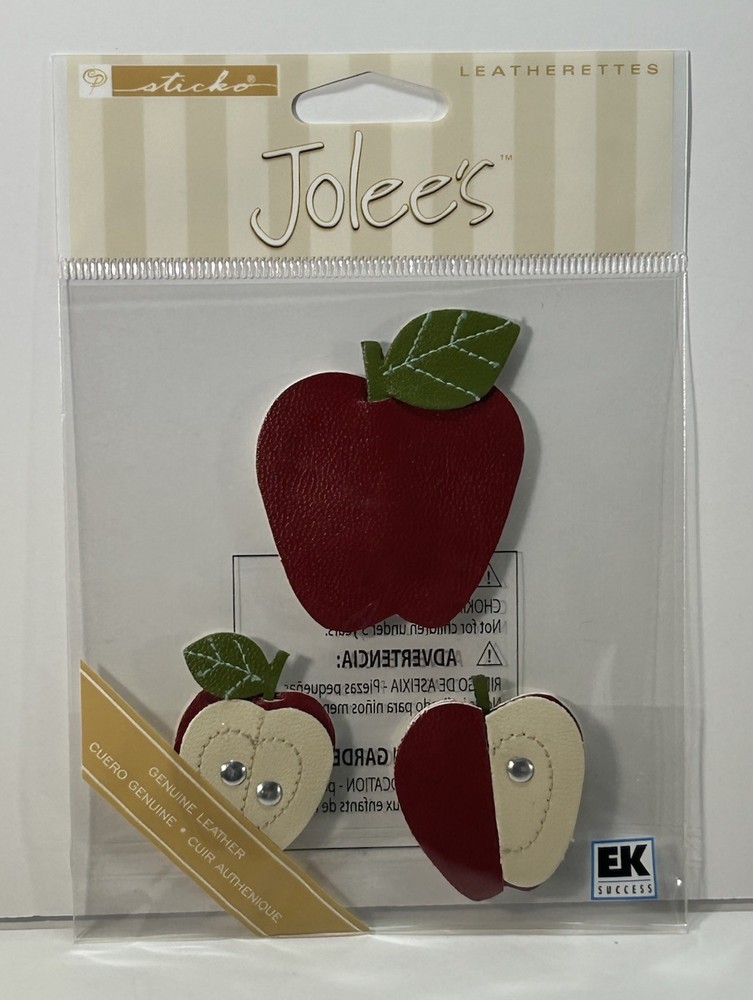 New Jolee’s APPLE Leatherette Dimensional Stickers 3 APPLES
